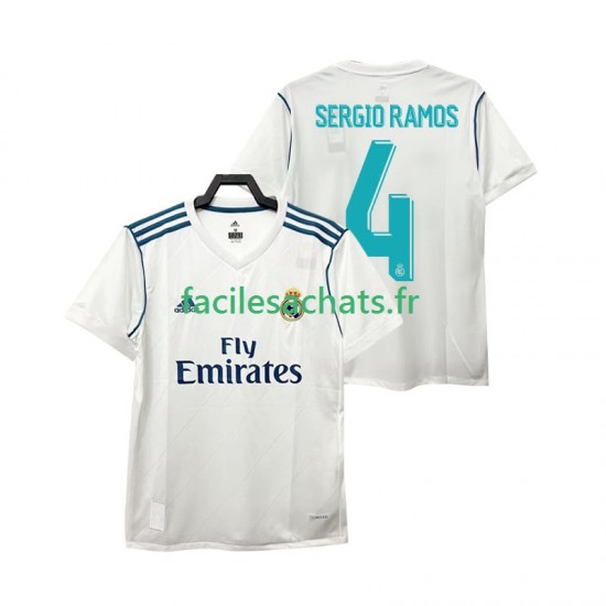 Maillot Real Madrid SERGIO RAMOS 4 Retro 2017 2018 Domicile Homme MC