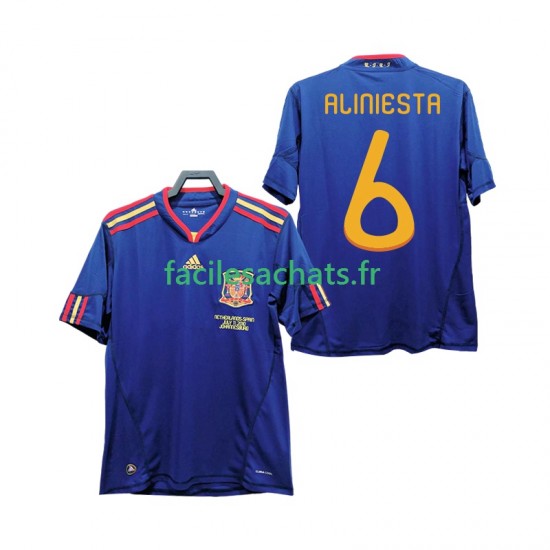 Maillot Espagne Andres Iniesta 6 Retro 2010 Extérieur Homme MC