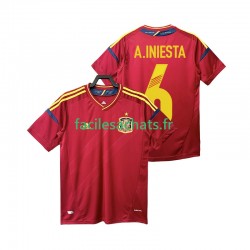 Maillot Espagne Andres Iniesta 6 Retro 2012 Domicile Homme MC