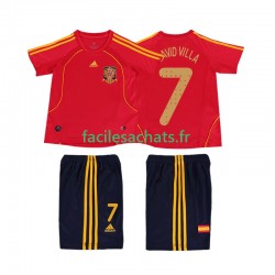 Maillot Espagne DAVID VILLA 7 Retro 2008 Domicile Enfant MC