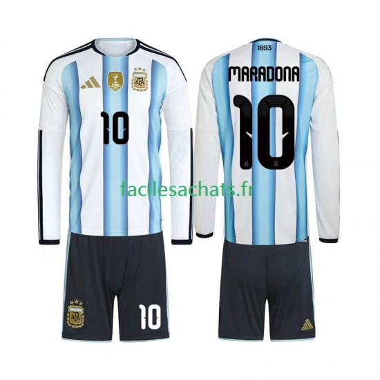 Maillot Argentine Maradona 10 Domicile Coupe du Monde 2026 Enfant ML