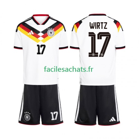 Maillot Allemagne Florian Wirtz 17 Domicile Coupe du Monde 2026 Enfant MC