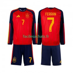 Maillot Espagne Ferran Torres 7 Domicile Coupe du Monde 2026 Enfant ML
