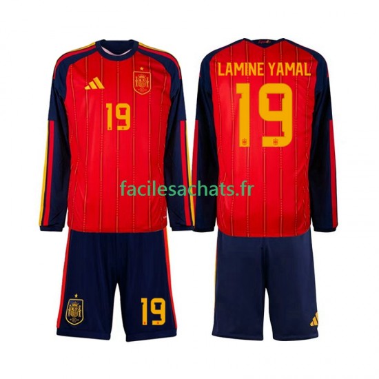 Maillot Espagne Lamine Yamal 19 Domicile Coupe du Monde 2026 Enfant ML
