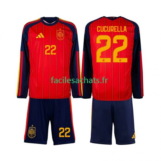 Maillot Espagne Marc Cucurella 22 Domicile Coupe du Monde 2026 Enfant ML