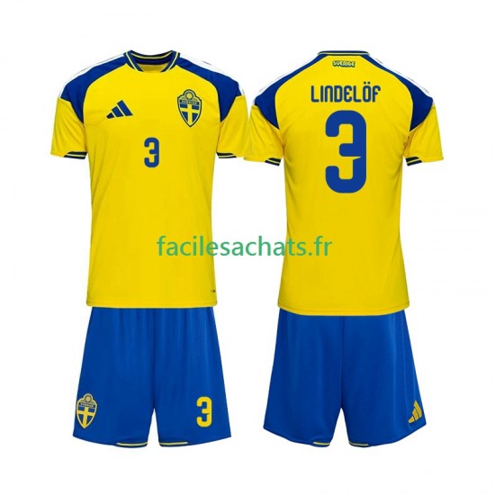 Maillot Suède Victor Lindelof 3 2026 Domicile Enfant MC