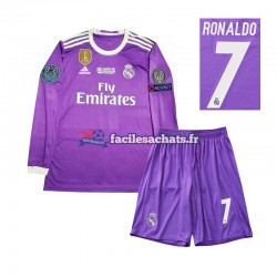 Maillot Real Madrid Cristiano Ronaldo 7 Retro 2016 Extérieur Enfant ML