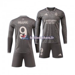 Maillot Real Madrid Kylian Mbappe 9 2024-2025 3ème Enfant ML