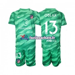 Maillot Atlético Madrid Jan Oblak 13 2023-2024 Gardien Vert Extérieur Enfant MC