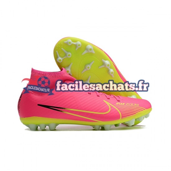 Nike Air Zoom Mercurial Superfly IX Academy AG Rose Vert Chaussures de Football