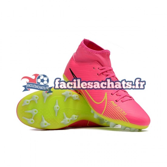 Nike Air Zoom Mercurial Superfly IX Academy AG Rose Vert Chaussures de Football