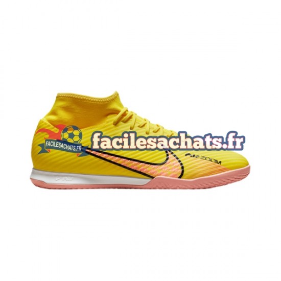 Nike Air Zoom Mercurial Superfly IX Academy IC Halle Lucent Rose Jaune Chaussures de Football