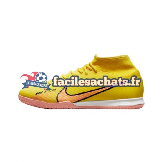 Nike Air Zoom Mercurial Superfly IX Academy IC Halle Lucent Rose Jaune Chaussures de Football