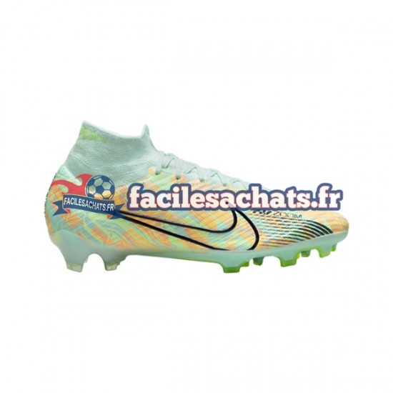 Nike Air Zoom Mercurial Superfly IX Bonded Elite FG Bleu Vert Chaussures de Football