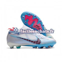 Nike Air Zoom Mercurial Superfly IX Elite AG Bleu Blanc Chaussures de Football