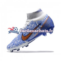 Nike Air Zoom Mercurial Superfly IX Elite FG Or Bleu Blanc Chaussures de Football