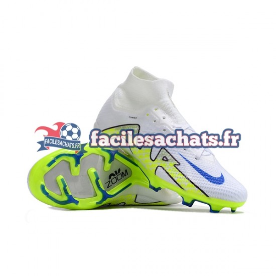 Nike Air Zoom Mercurial Superfly IX Elite FG Blanc Vert Chaussures de Football