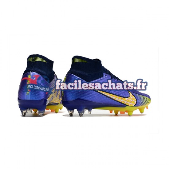 Nike Air Zoom Mercurial Superfly IX Elite SG Bleu Jaune Chaussures de Football