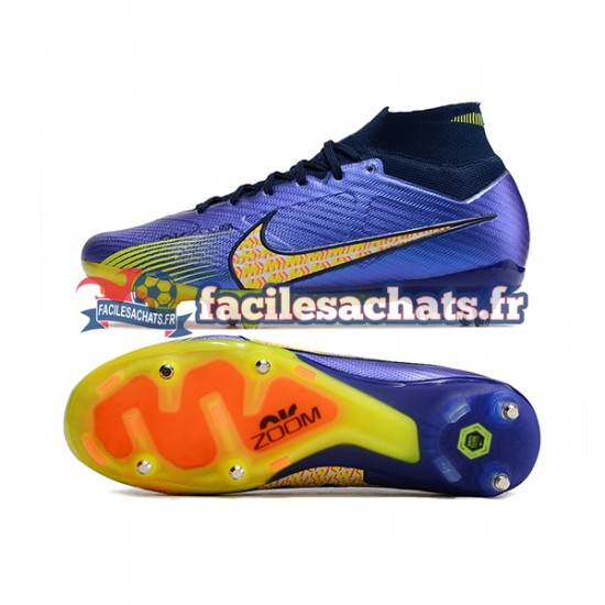 Nike Air Zoom Mercurial Superfly IX Elite SG Bleu Jaune Chaussures de Football