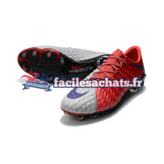 Nike HyperVenom Phantom III Elite FG Rouge Gris Chaussures de Football