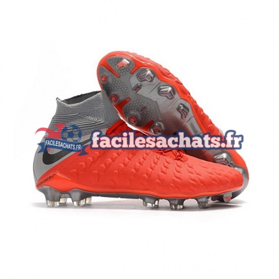 Nike Hypervenom Phantom 3 Elite DF FG Rouge Gris Chaussures de Football