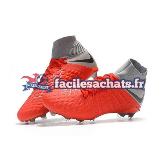 Nike Hypervenom Phantom 3 Elite DF FG Rouge Gris Chaussures de Football