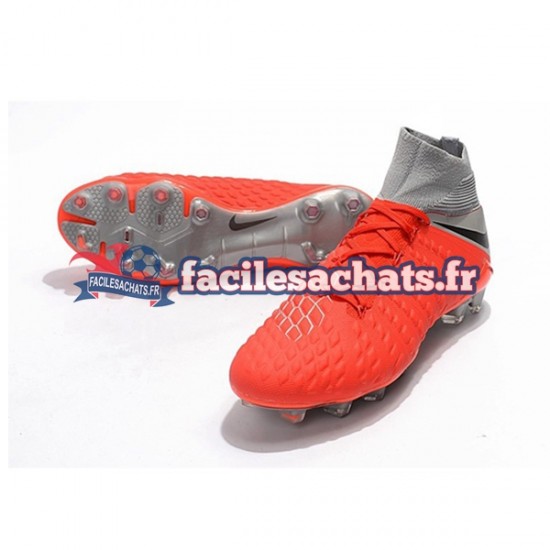 Nike Hypervenom Phantom 3 Elite DF FG Rouge Gris Chaussures de Football