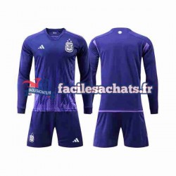 Maillot Argentine 3 Stars World Cup 2022 Extérieur Enfant ML