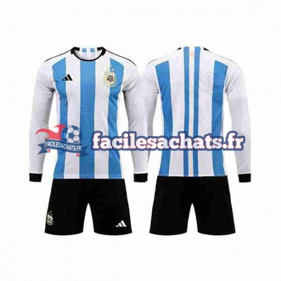 Maillot Argentine 3 Stars World Cup 2022 Domicile Enfant ML