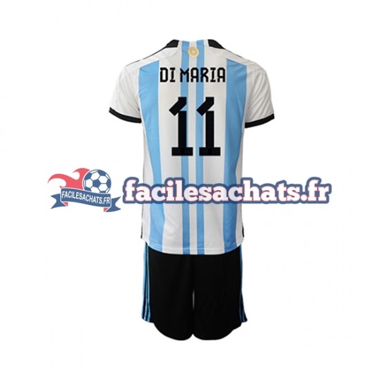 Maillot Argentine Di Maria 11 World Cup 2022 Domicile Enfant MC