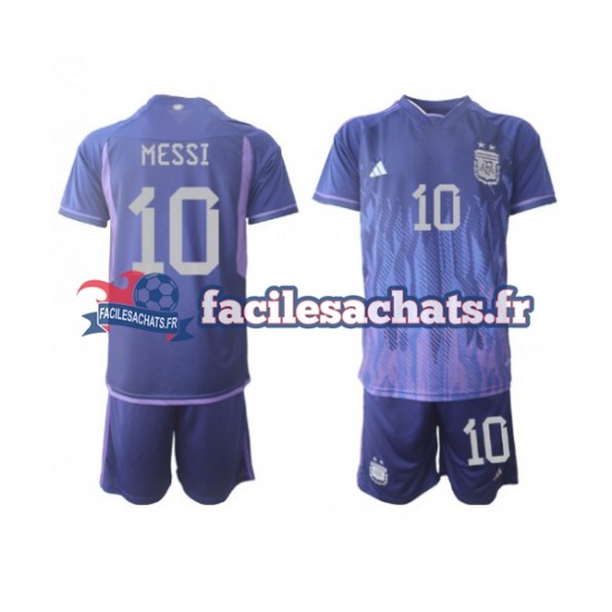 Maillot Argentine Lionel Messi 10 World Cup 2022 Extérieur Enfant MC