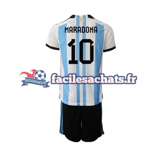 Maillot Argentine Maradona 10 World Cup 2022 Domicile Enfant MC