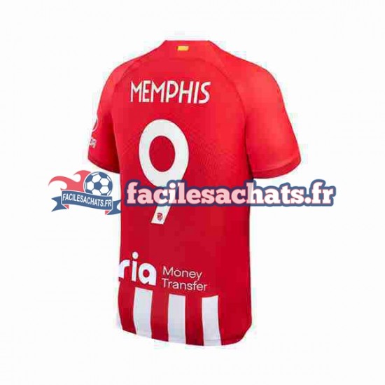 Maillot Atlético Madrid Memphis Depay 9 2023-2024 Domicile Homme MC