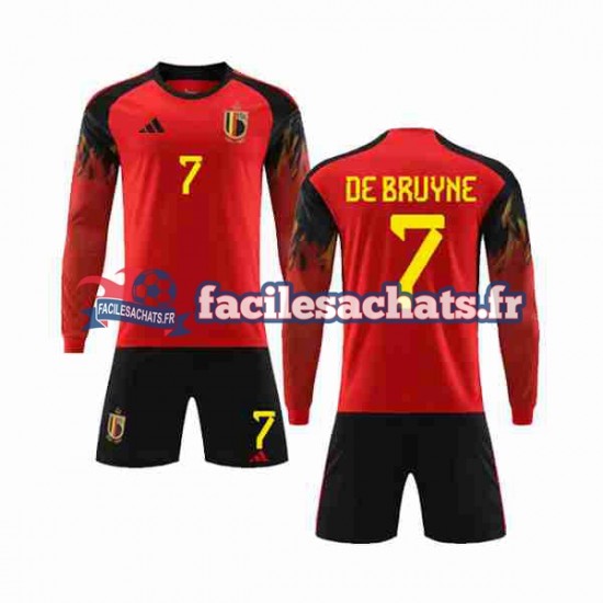 Maillot Belgique De Bruyne 7 World Cup 2022 Domicile Enfant ML