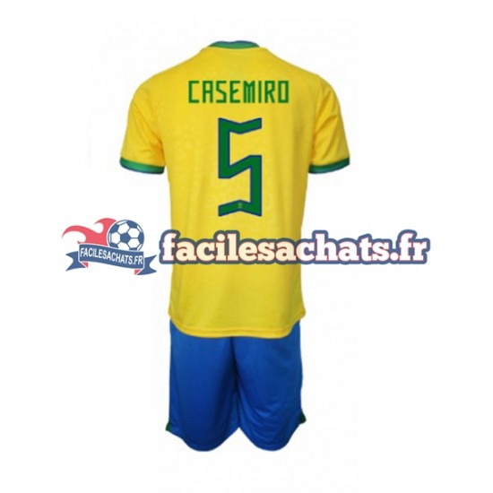 Maillot Brésil Casemiro 5 World Cup 2022 Domicile Enfant MC