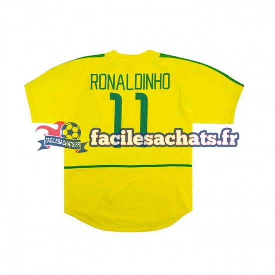 Maillot Brésil RONALDINHO 11 Retro 2002 Domicile Homme MC