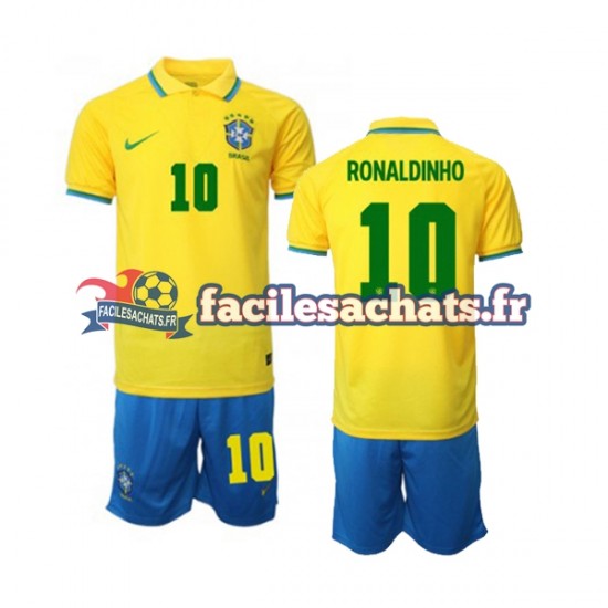 Maillot Brésil Ronaldinho 10 World Cup 2022 Domicile Enfant MC