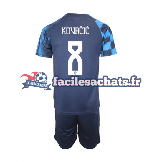 Maillot Croatie Kovacic 8 World Cup 2022 Extérieur Enfant MC