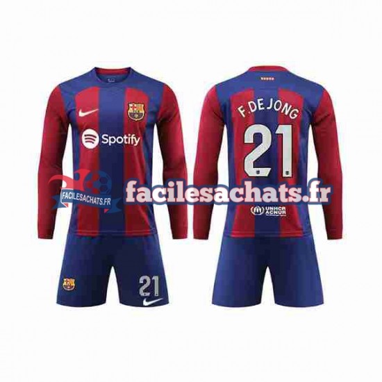 Maillot FC Barcelone Frenkie de Jong 21 2023-2024 Domicile Enfant ML