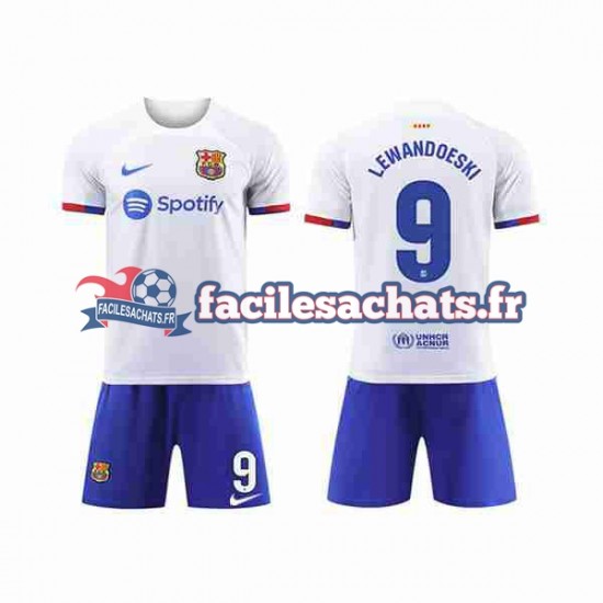 Maillot FC Barcelone LEWANDOWSKI 9 2023-2024 Extérieur Enfant MC