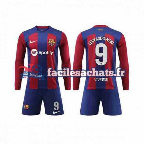 Maillot FC Barcelone LEWANDOWSKI 9 2023-2024 Domicile Enfant ML