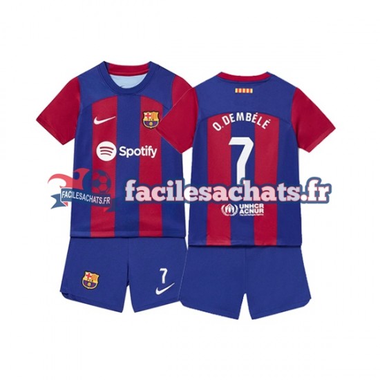 Maillot FC Barcelone Ousmane Dembele 7 2023-2024 Domicile Enfant MC