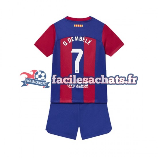 Maillot FC Barcelone Ousmane Dembele 7 2023-2024 Domicile Enfant MC