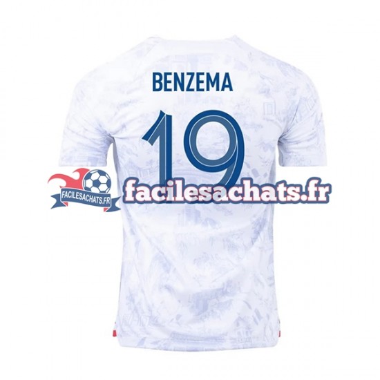 Maillot France Benzema 19 World Cup 2022 Extérieur Homme MC