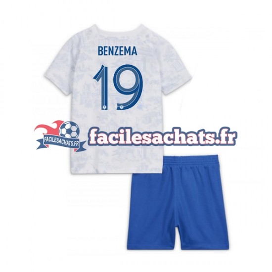 Maillot France Benzema 19 World Cup 2022 Extérieur Enfant MC