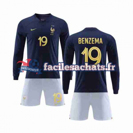 Maillot France Benzema 19 World Cup 2022 Domicile Enfant ML