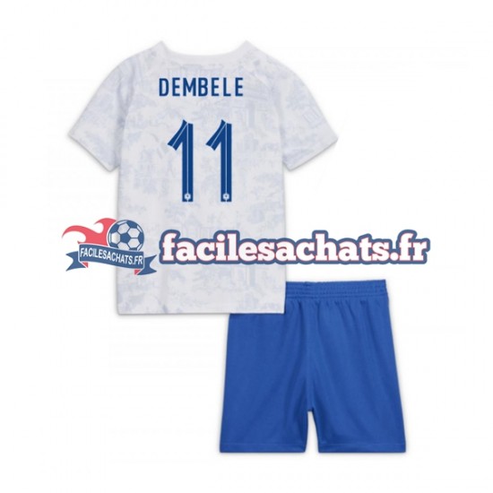 Maillot France Dembele 11 World Cup 2022 Extérieur Enfant MC