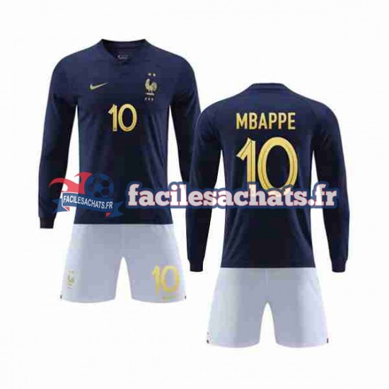 Maillot France Mbappe 10 World Cup 2022 Domicile Enfant ML