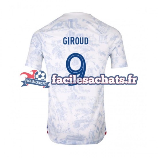 Maillot France Olivier Giroud 9 World Cup 2022 Extérieur Homme MC