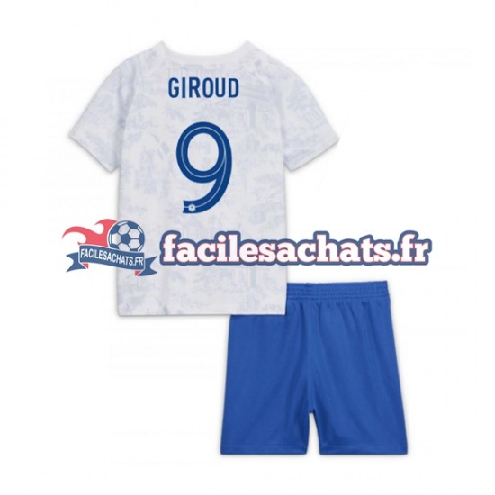 Maillot France Olivier Giroud 9 World Cup 2022 Extérieur Enfant MC